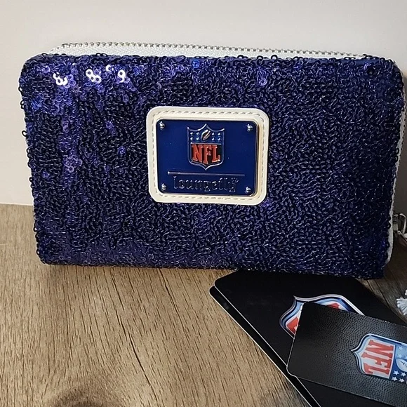 NFL NY GIANTS ' Blue and Silver Giants Sneakers and Lounefly  Wallet Set - Picture 7 of 9